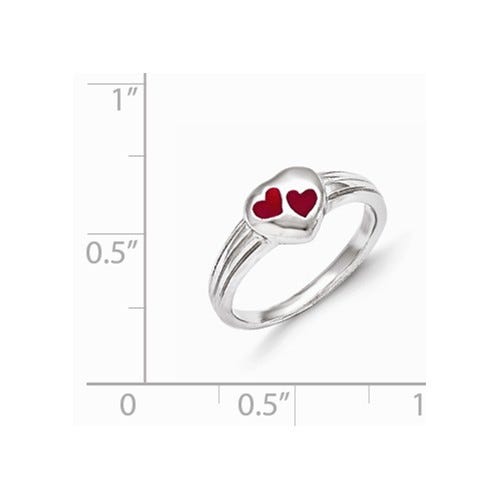 Sterling Silver Plated Children's Red Enameled Heart Ring