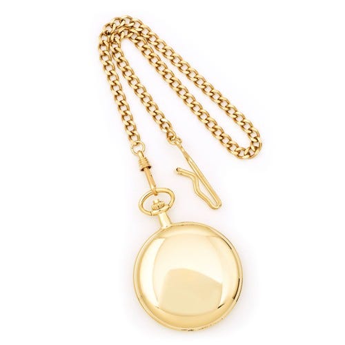 Gold-Plated Polished Finish Hunter Case Quartz Pocket Watch