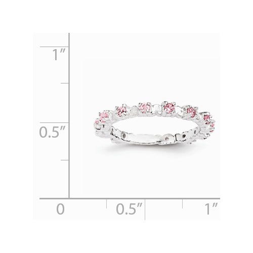 Sterling Silver Pink and White CZ Children's Ring