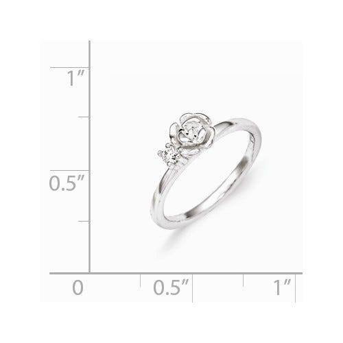 Sterling Silver Clear CZ Rose Children's Ring