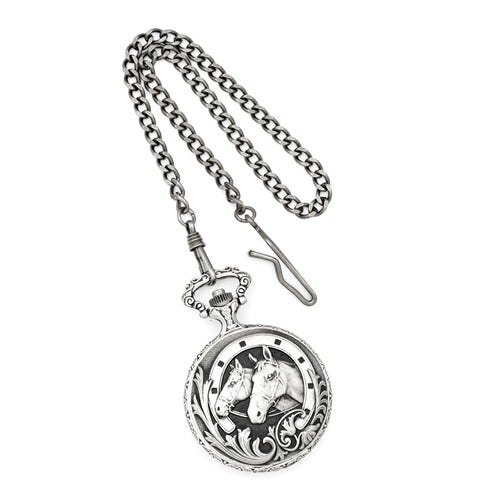 Charles Hubert Photo Chrome Tone Horse Pocket Watch