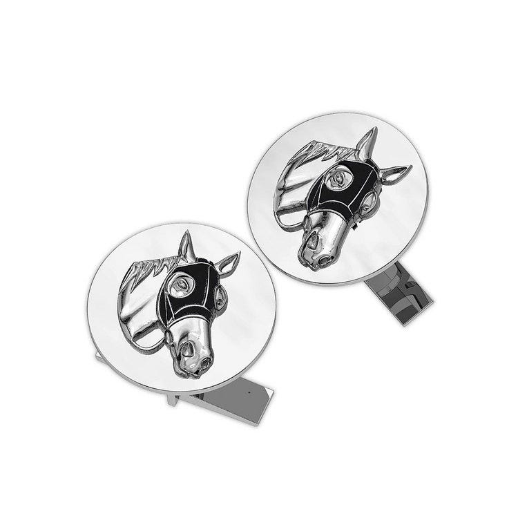 Round Blinder Horse Cuff Links