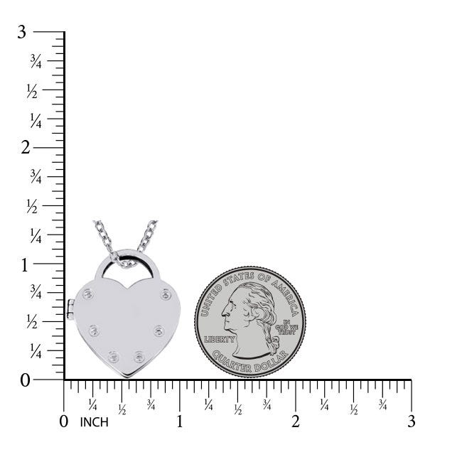 Sterling Silver Heart Lock Photo Locket with Chain Included