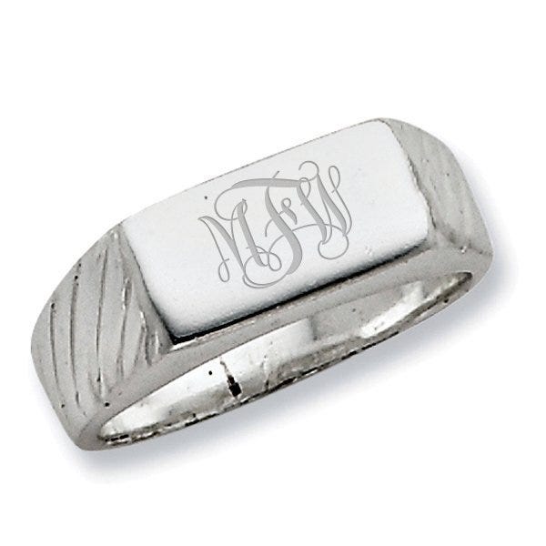 Sterling Silver Women's Rectangle Signet Ring