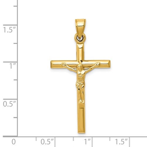 14k Yellow Gold Embossed Crucifix