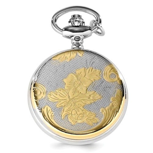 Charles Hubert Women's Two Tone Floral Design Necklace Watch