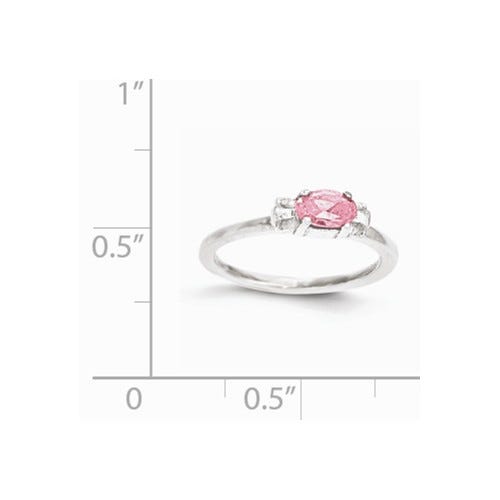 Sterling Silver Pink CZ Children's Ring