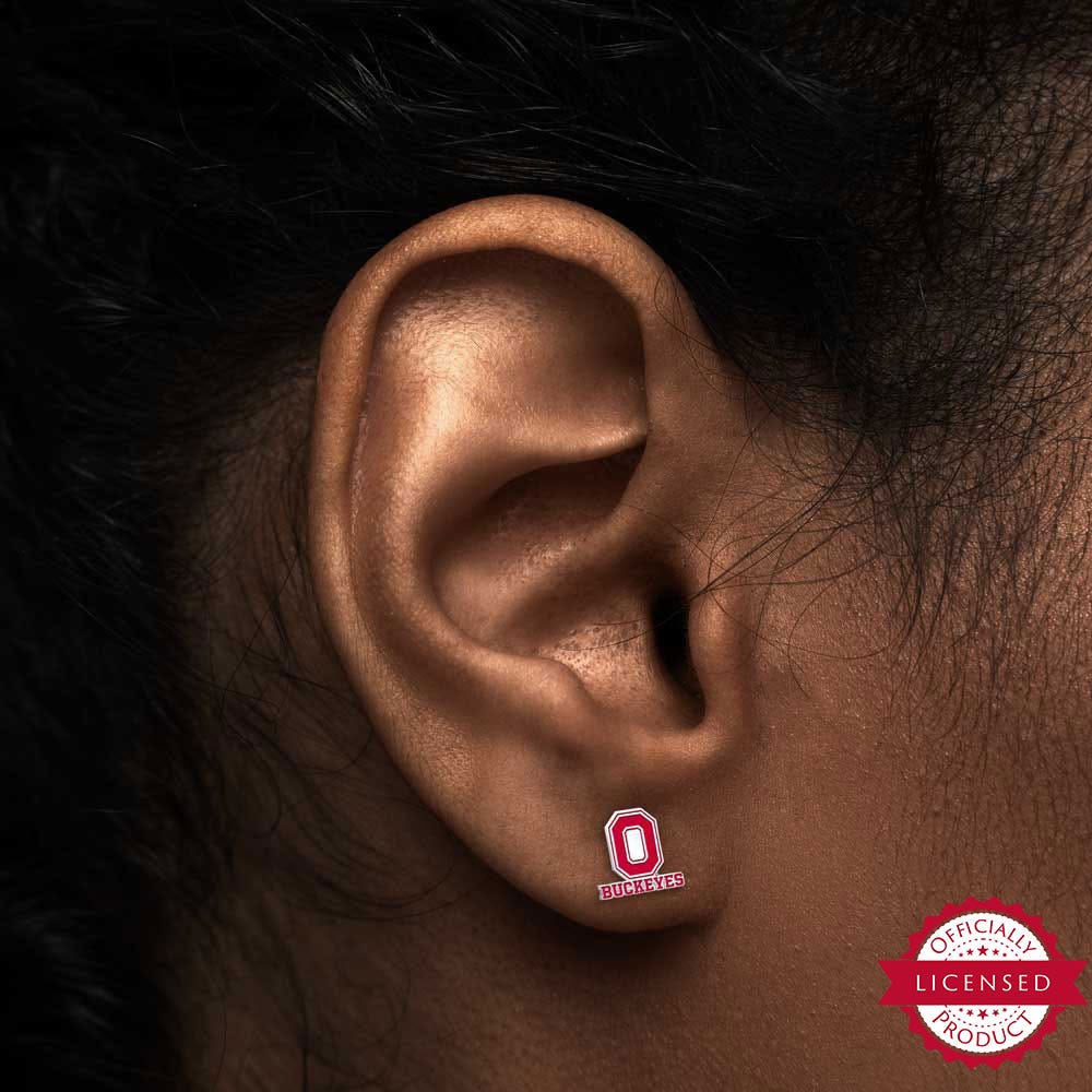 Pair Of Color Enamel Ohio State Buckeye O Earrings
