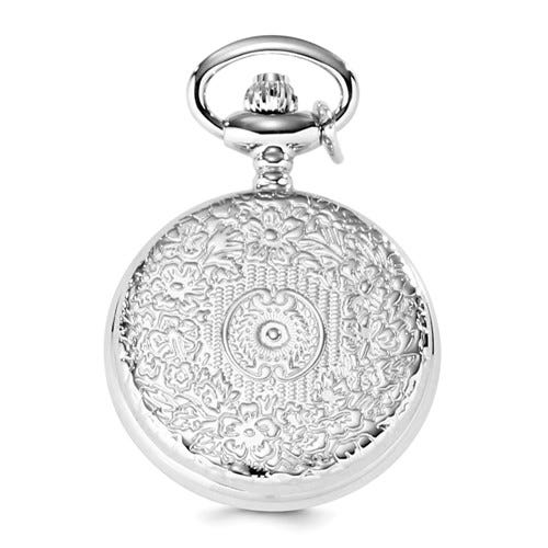 Charles Hubert Women's Chrome Tone Floral Scroll Design Necklace Watch