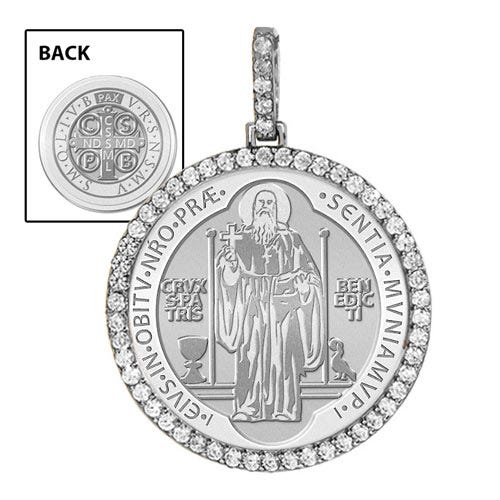 Large Saint Benedict Diamond Round Religious Jubilee Medal - "EXCLUSIVE"