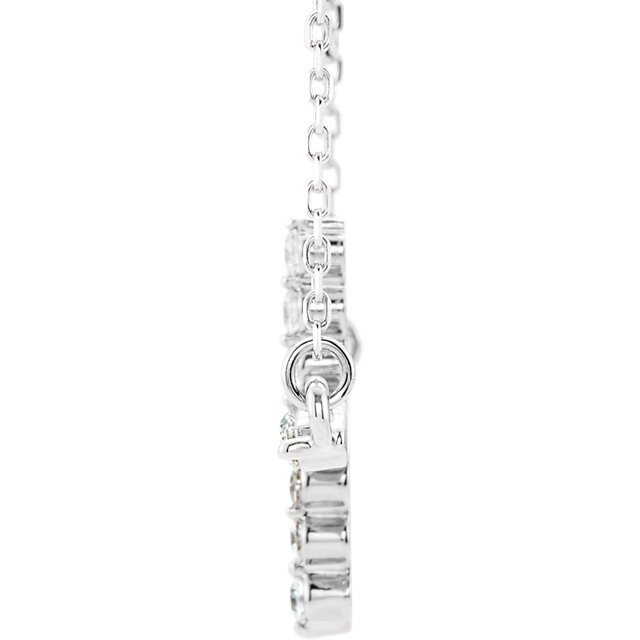 14K White Gold 1/3 CTW Diamond Sideways Cross Necklace