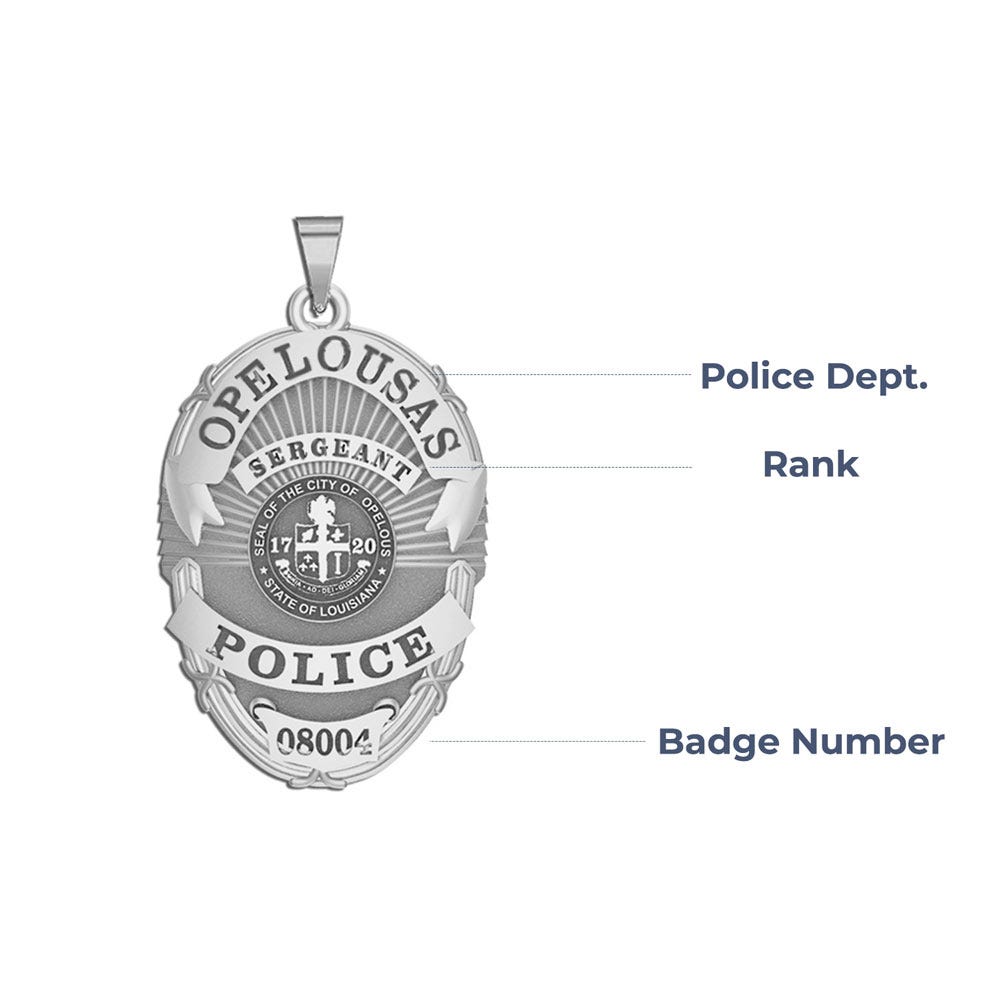 Personalized Opelousas Louisiana Police Badge with Your Rank, Number & Department