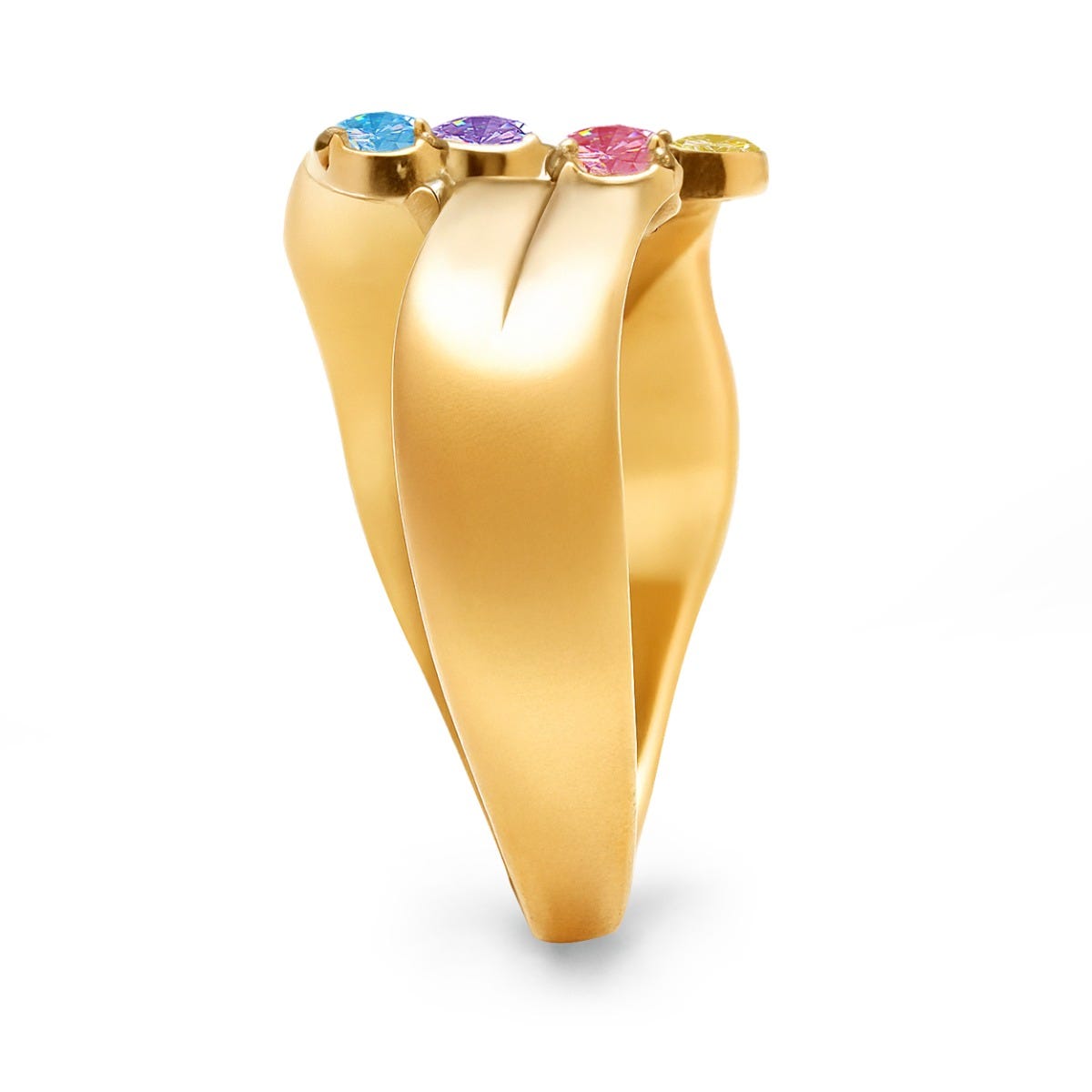 4 Round Wave Ring With Names