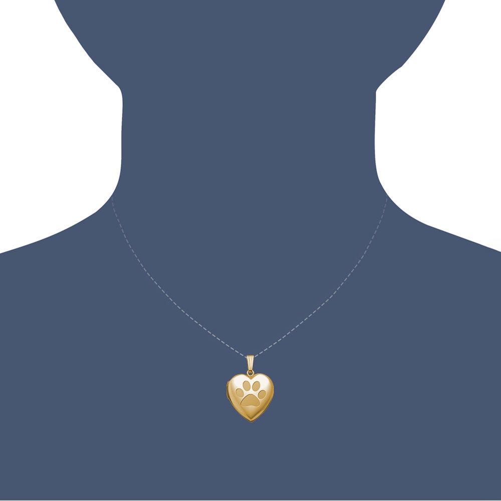 Dog's Paw Print Heart Picture Locket