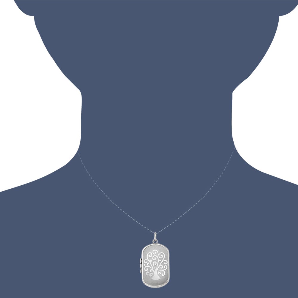 Sterling Silver Tree of Life Dog Tag Photo Locket