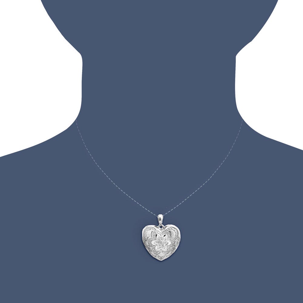 Sterling Silver Diamond Heart Photo Locket