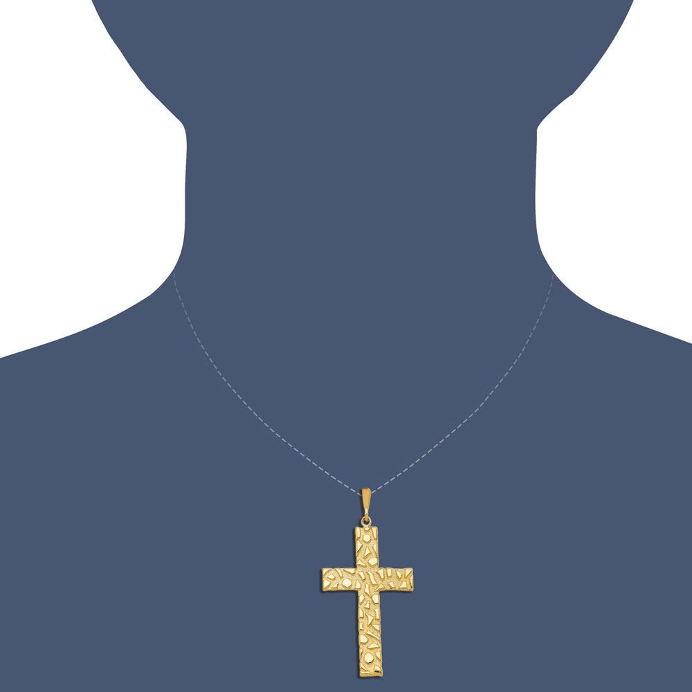 14k Nugget Style Cross Pendant