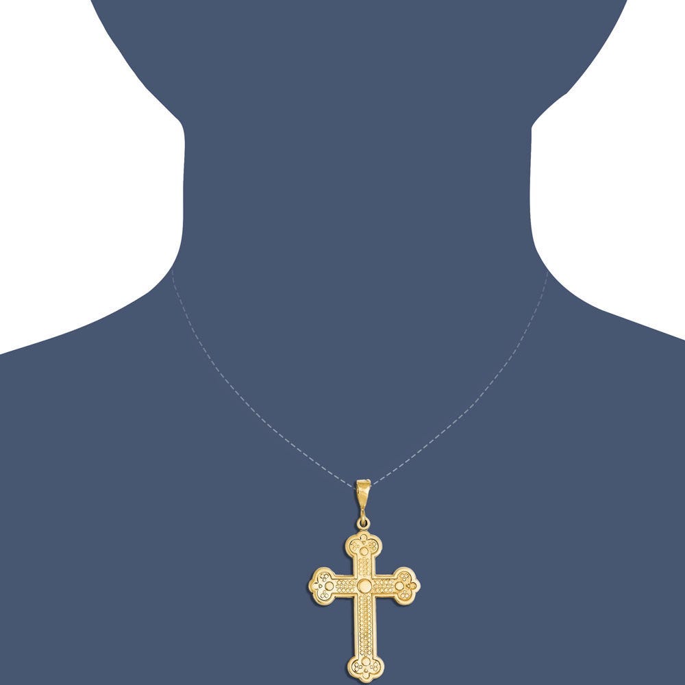 14k Budded Cross Pendant