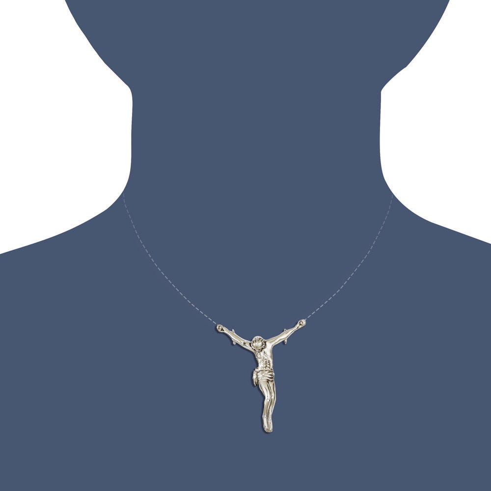 14k White Gold Jesus Chain Slide