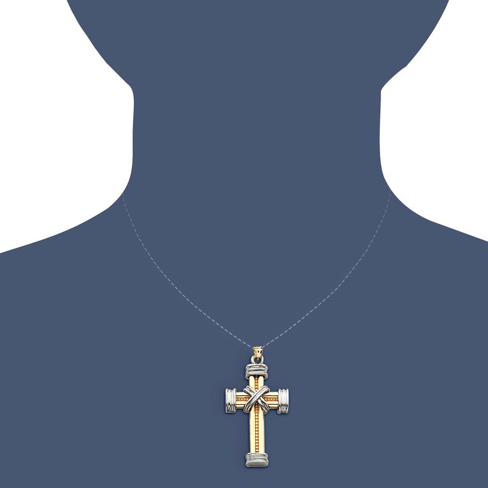 14k Two-tone Latin Cross Pendant