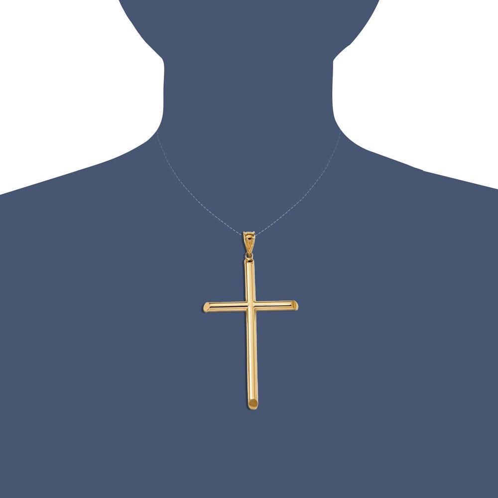 14k Polished Tube Cross Pendant
