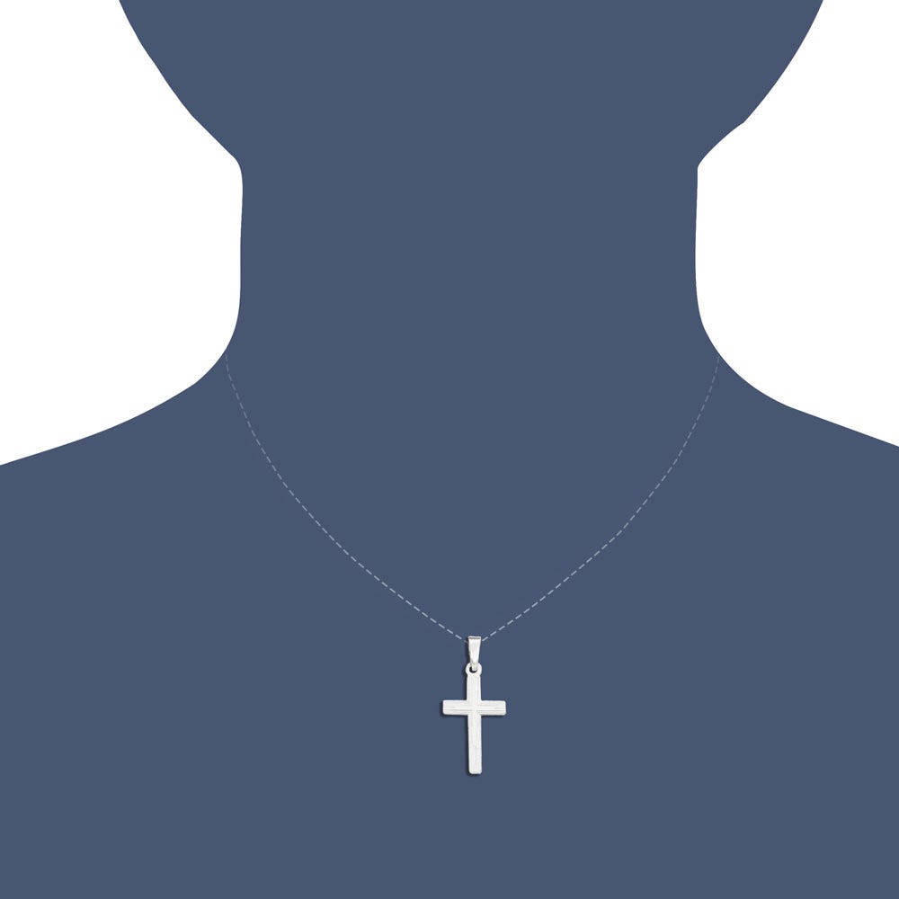 14K White Gold Polished Latin Cross Pendant