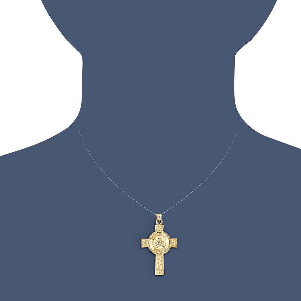 14k Cross w/St Anthony Medal Pendant