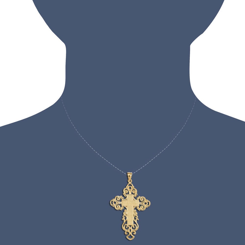 14k Polished Fancy Cross Pendant