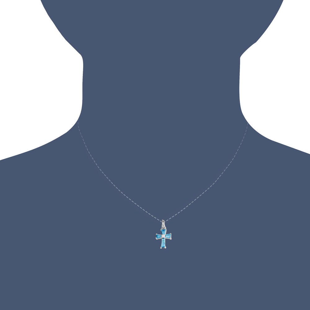Sterling Silver Blue CZ Cross Charm