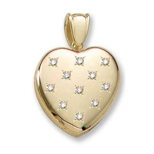 18k Premium Weight Yellow Gold Diamond Heart Locket