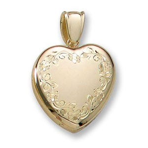 Solid 14k Yellow Gold Premium Weight Heart Photo Locket