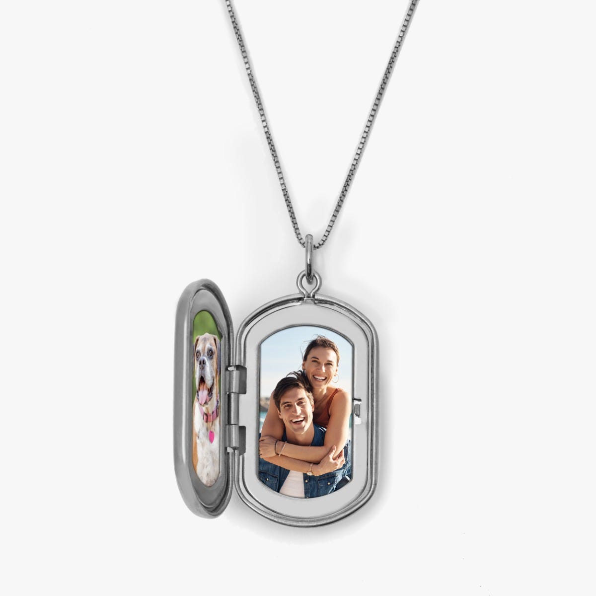 Sterling Silver Dog Tag Photo Locket