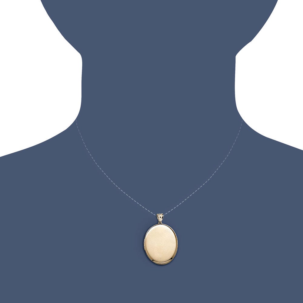 Solid 14k Yellow Gold Large Oval Photo Locket