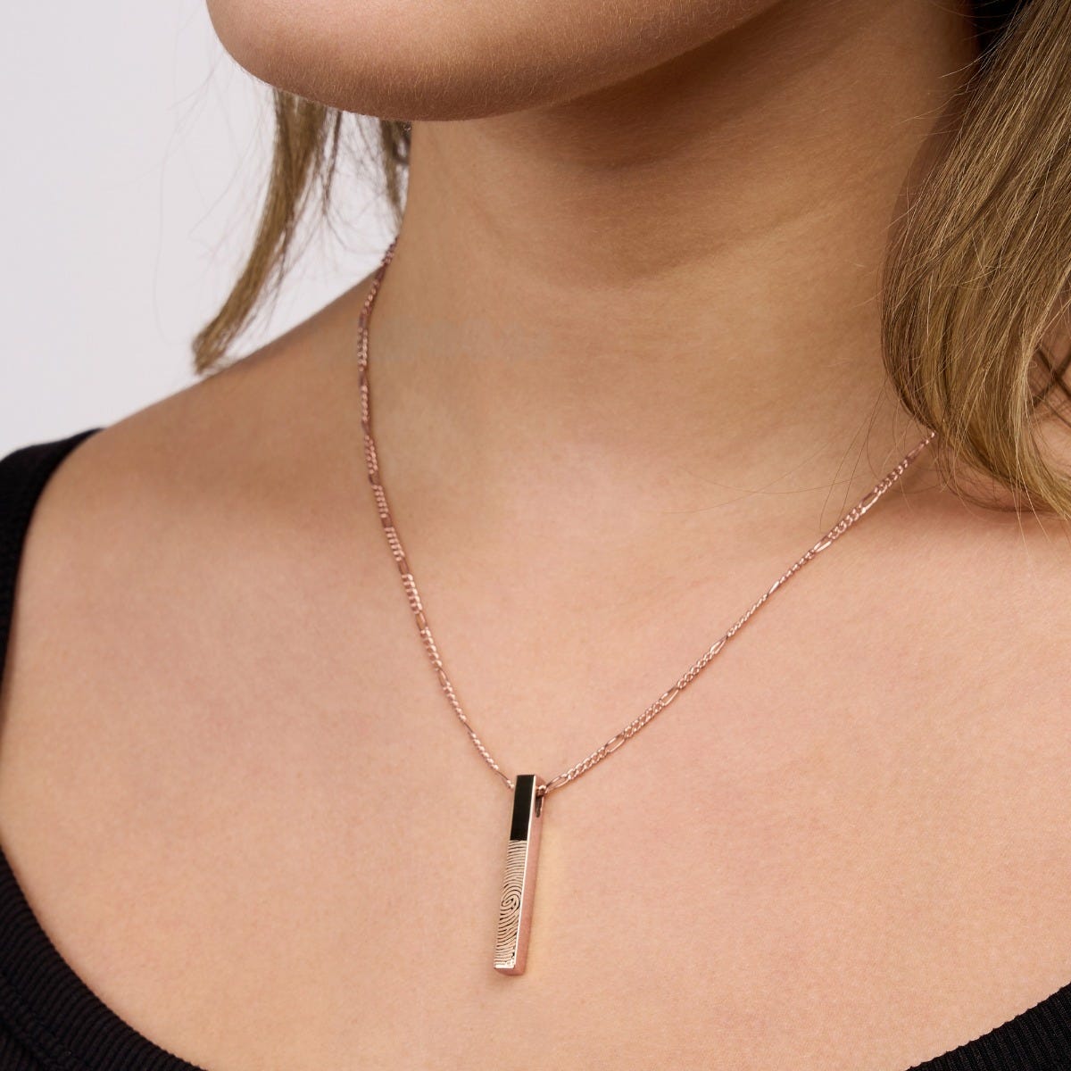 Personalized Fingerprint Vertical 3D Bar Necklace