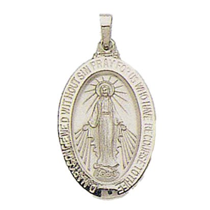14K White Gold Miraculous Medal