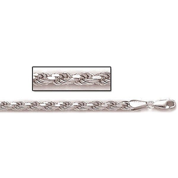 Sterling Silver 4.25mm Diamond Cut Rope Chain
