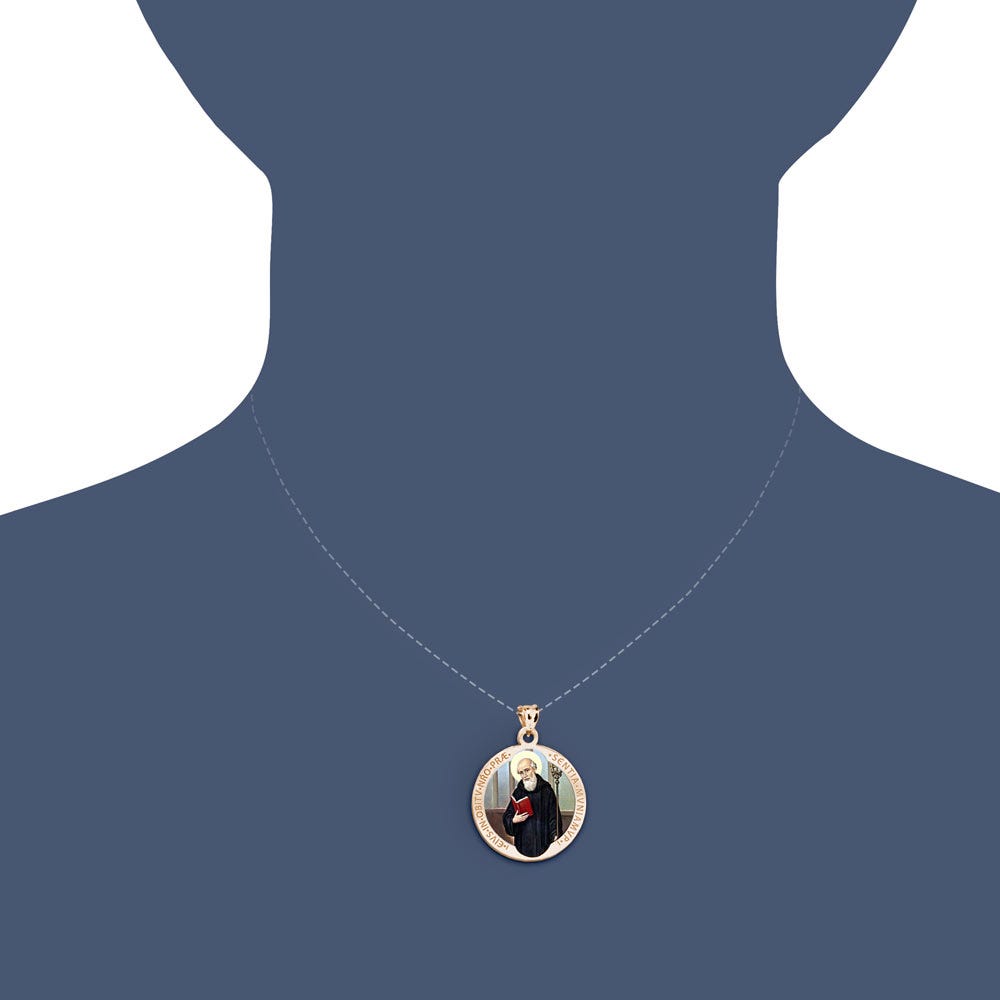 Saint Benedict Round Religious Medal  "Color EXCLUSIVE"