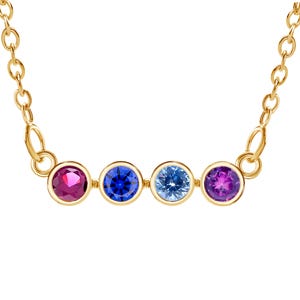 Circle Shaped Mothers Birthstone Necklace