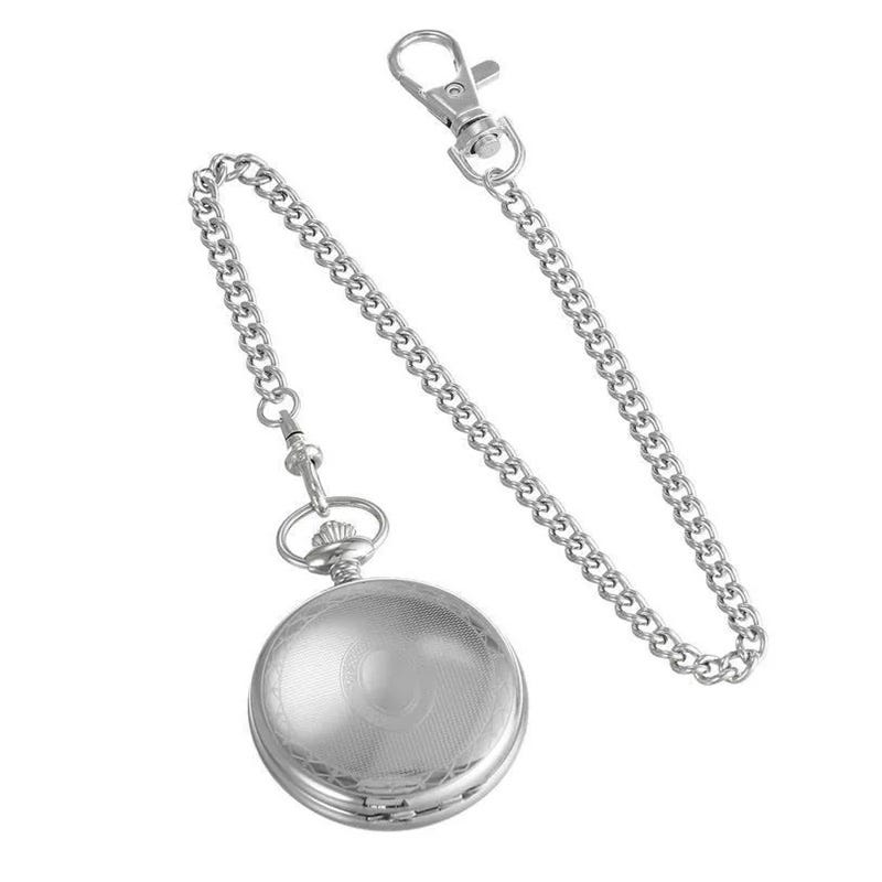 Charles-Hubert Paris Stainless Steel Hunter Case Quartz Pocket Watch