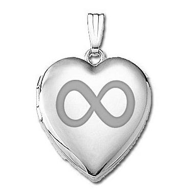 14k White Gold Infinity Heart Photo Locket