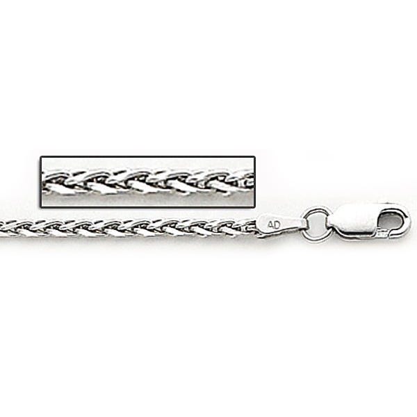 14K White Gold 3mm Parisian Wheat Chain