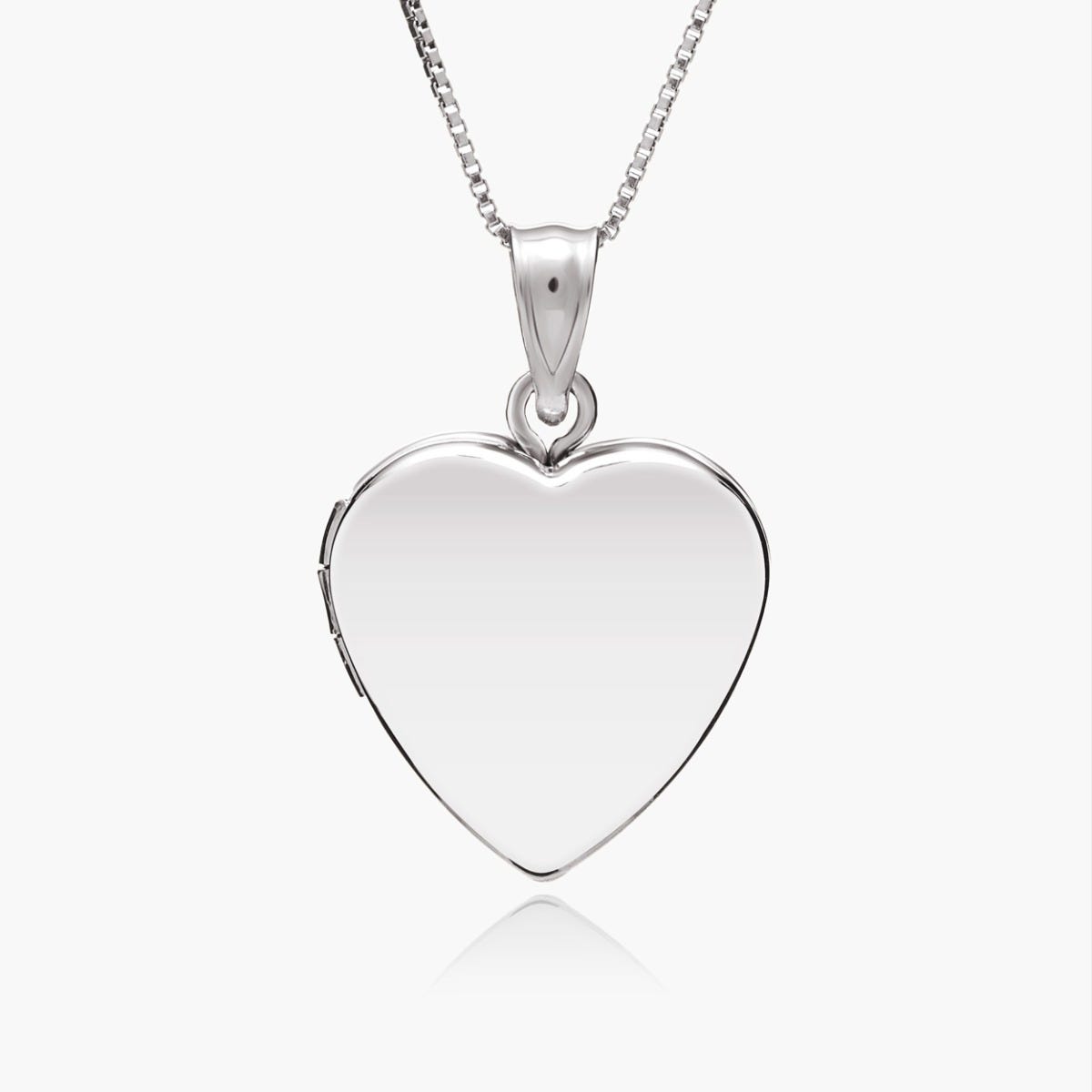 14k White Gold Small Heart Photo Locket