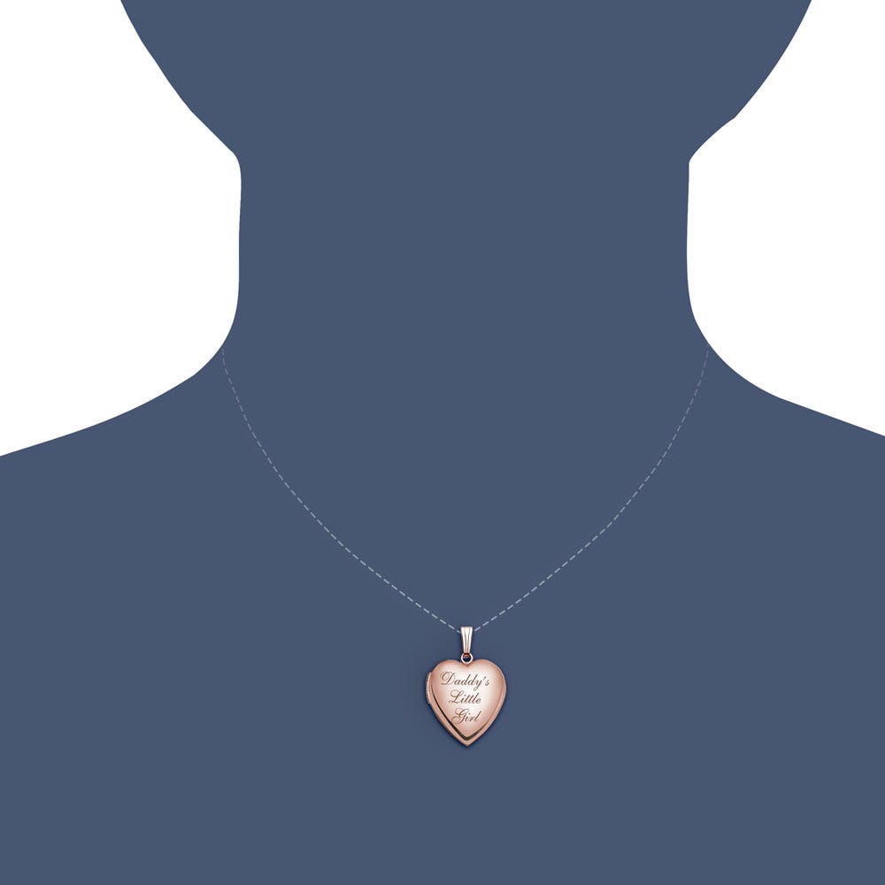 Solid 14K Rose Gold Daddy's Little Girl Heart Locket