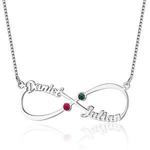 Infinity Name Necklace w/ 2 Names & Birthstones