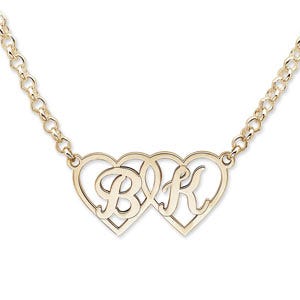 Personalized Interlocking Heart Initial Necklace w/ Chain