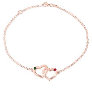 Interlocking Heart Bracelet with Two Birthstones & Two Names