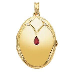 Victor Mayer 18K Gold Diamond Locket With Ruby