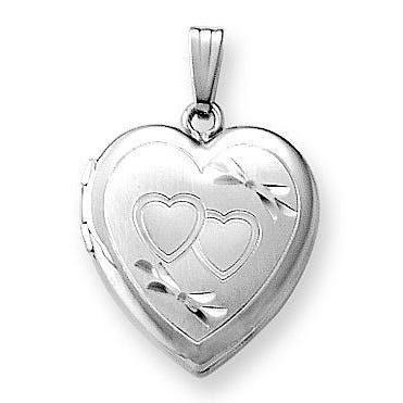 14k White Gold Small Heart Photo Locket