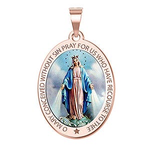 Miraculous Medal Exclusive Color Oval Pendant