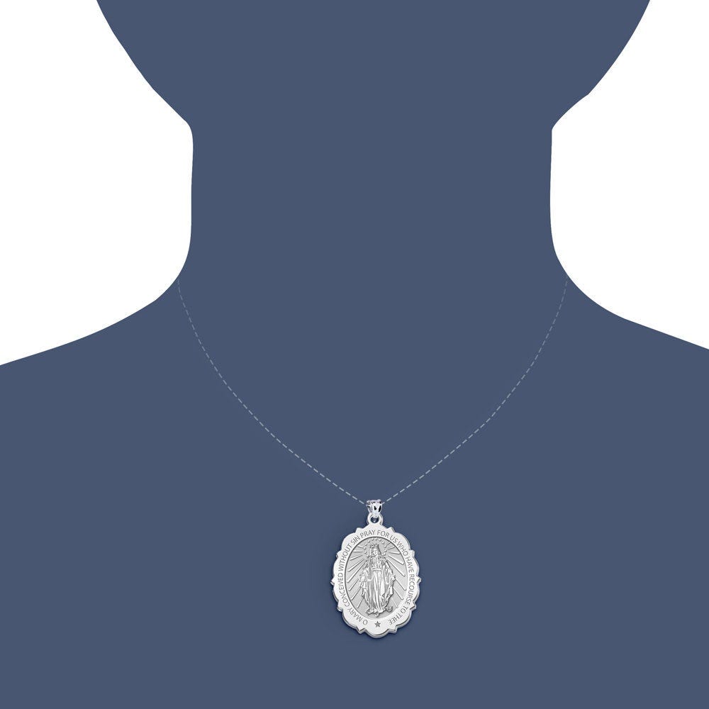 Miraculous Medal Scalloped Oval "EXCLUSIVE"